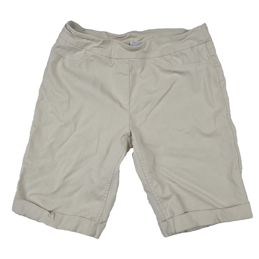 Soft Surroundings Beige Pull On Cuffed Shorts Petite Small PSM Khaki Stretch